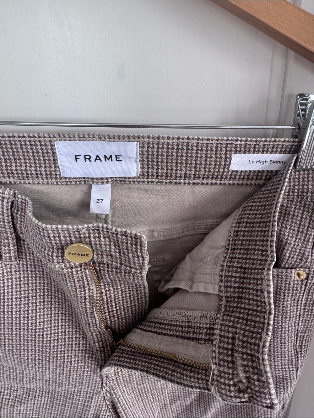 Frame Denim Men’s Chinos in Taupe Houndstooth